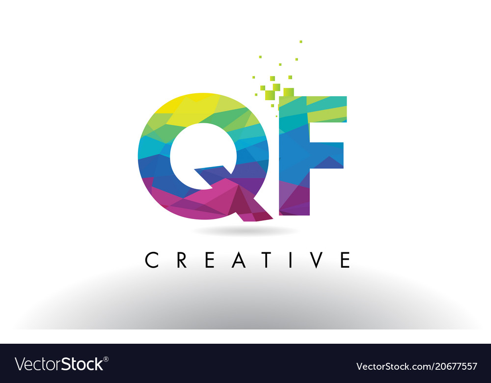 Qf q f colorful letter origami triangles design