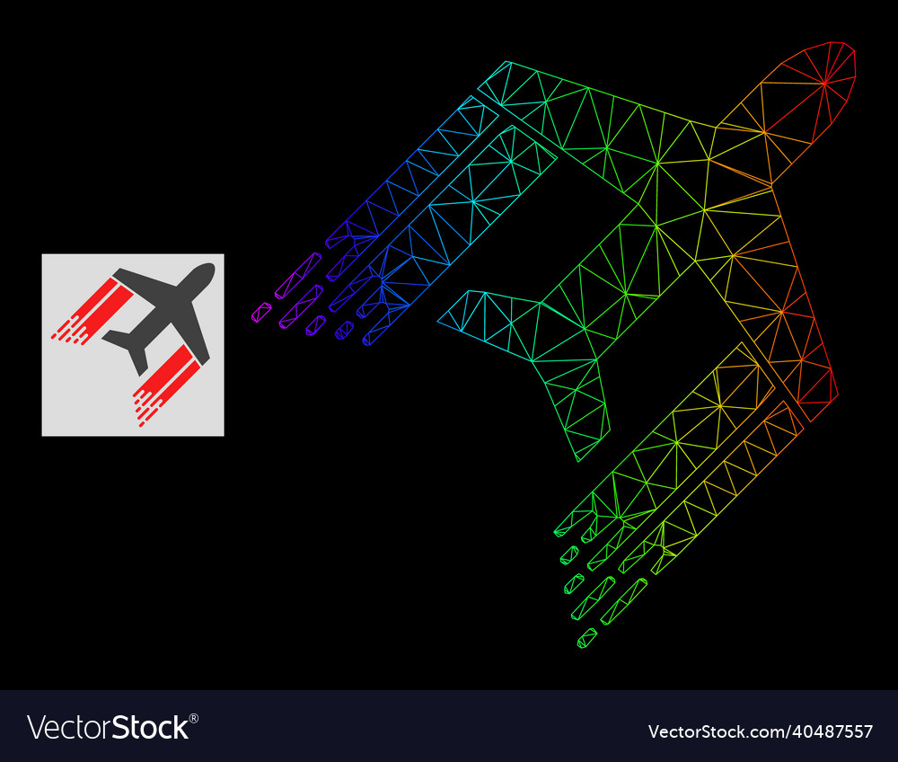 Rainbow Gradient Polygonnetz Luftfahrt-Ikone