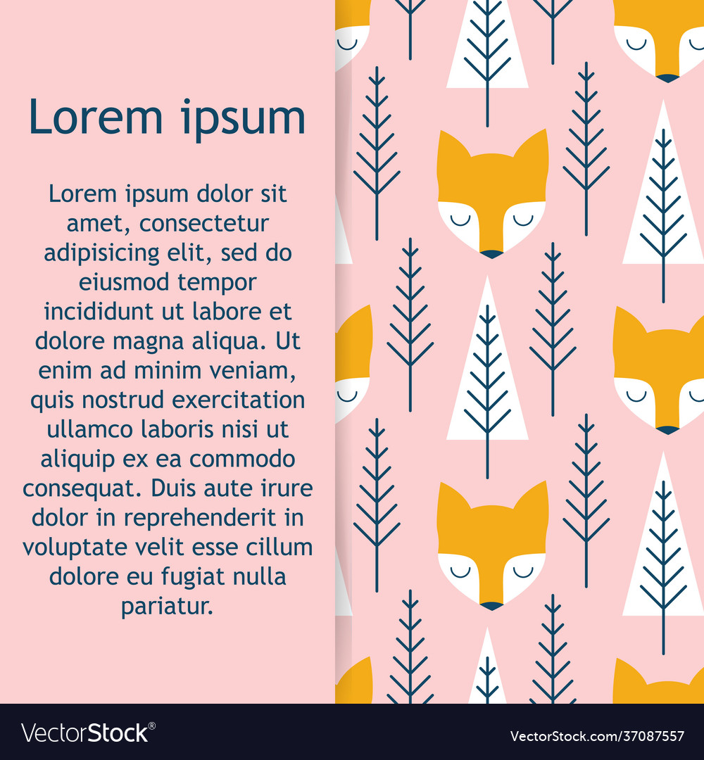 Scandinavian pattern kids background with fox
