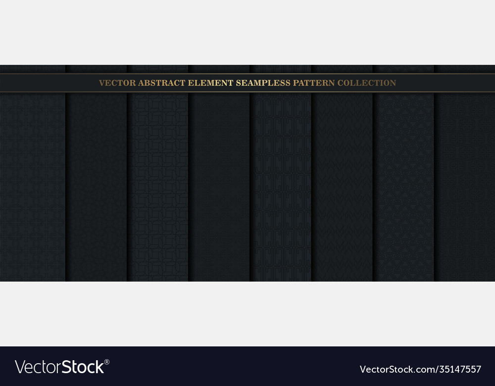Seamless abstract pattern elements with dark black
