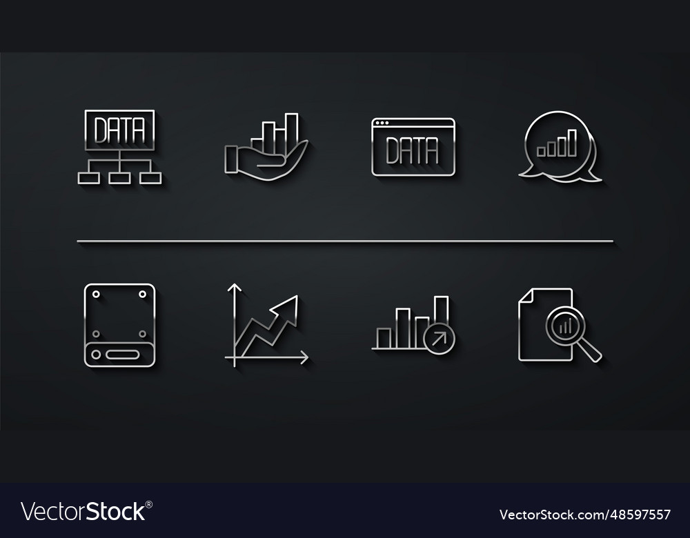 Set line data analysis server pie chart vector image Set line data analysis server pie chart