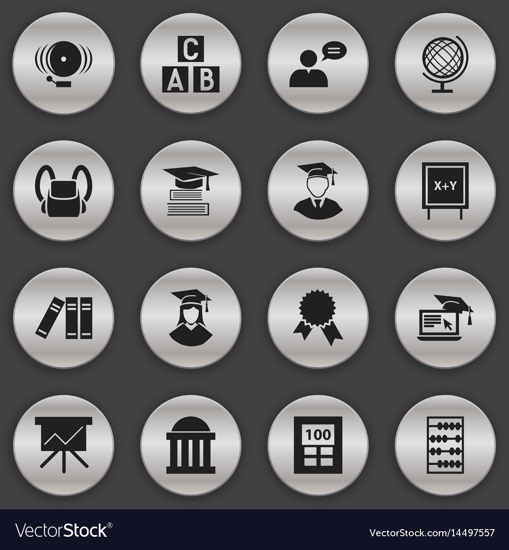 Set of 16 editable university icons includes