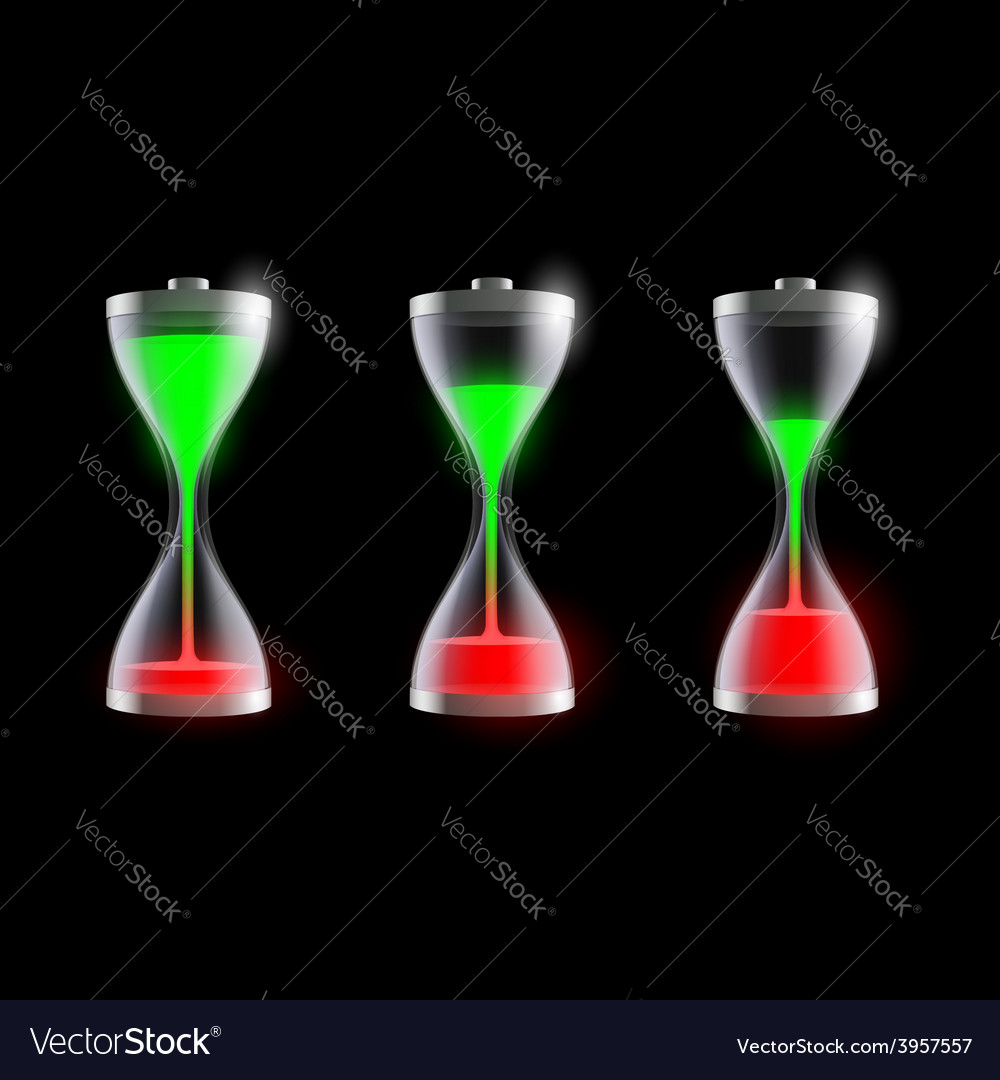 Set of batteries in an hourglass