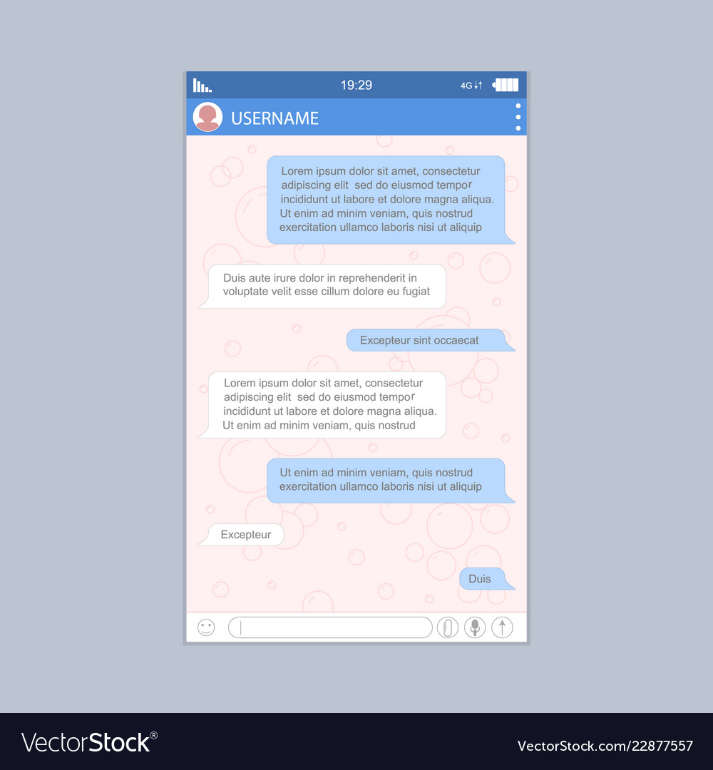 Social network messenger form for web and app vector image Social network messenger form for web and app