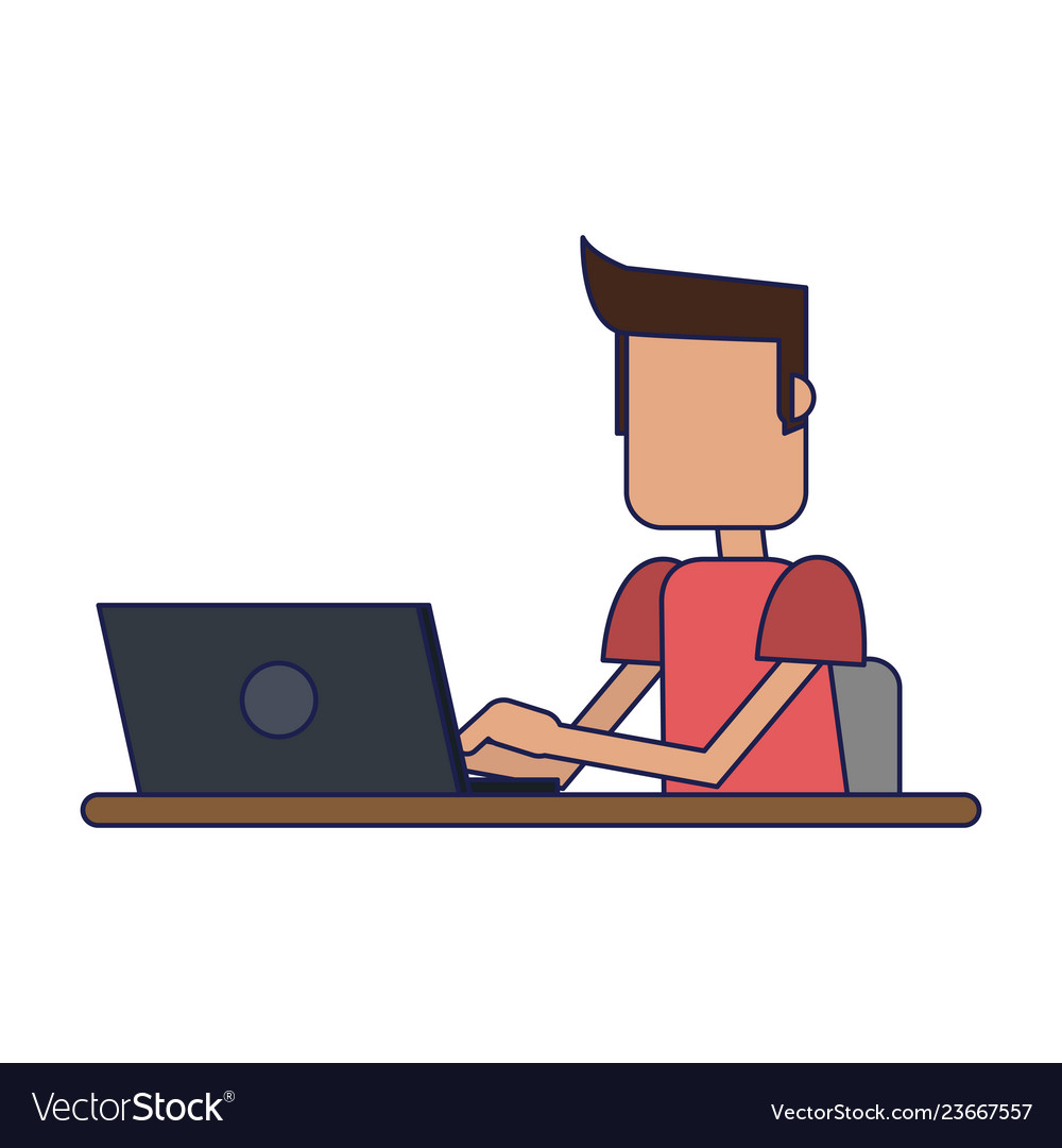 Student with computer vector image Student with computer