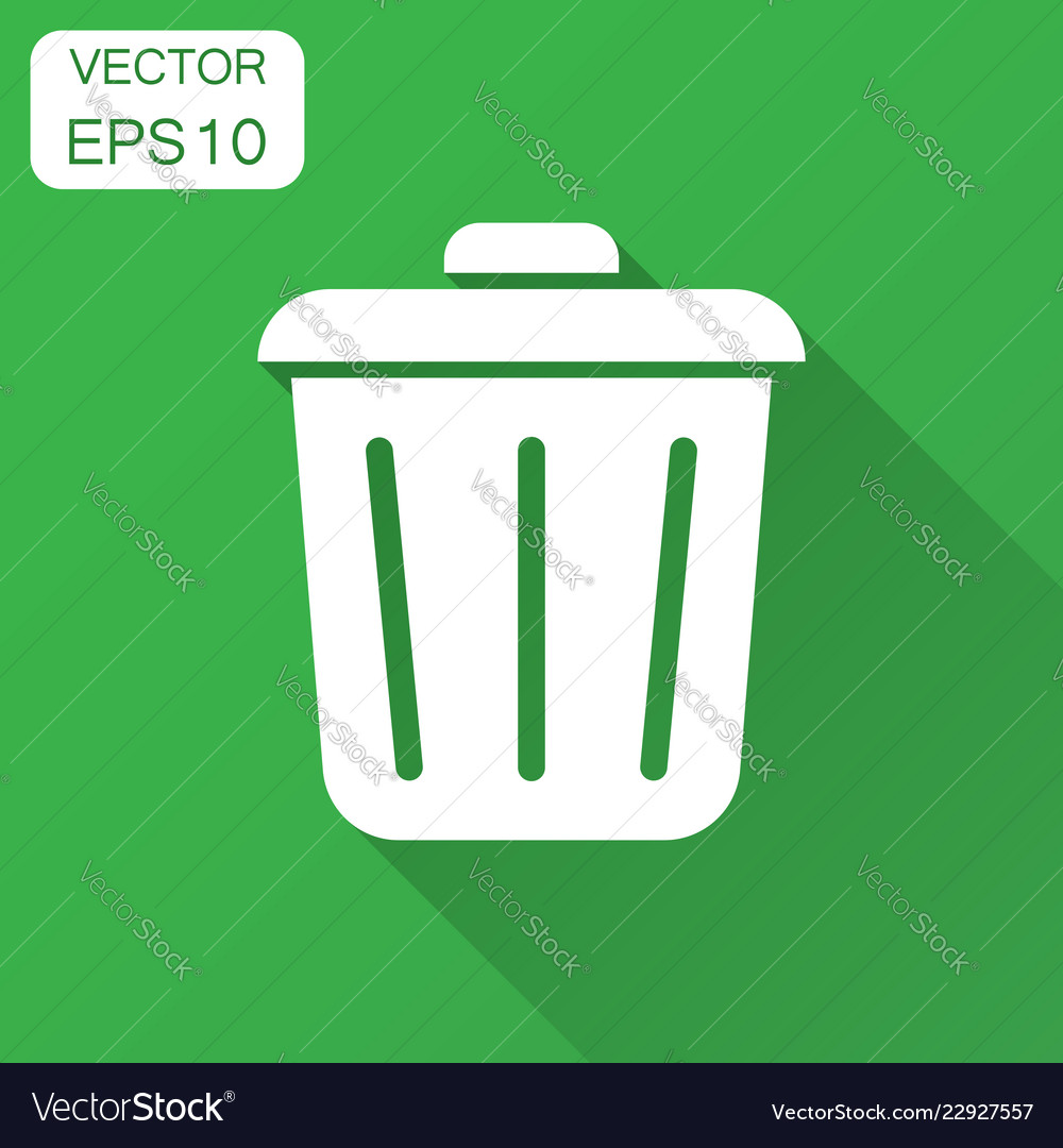 Trash bin garbage icon in flat style bucket vector image Trash bin garbage icon in flat style bucket