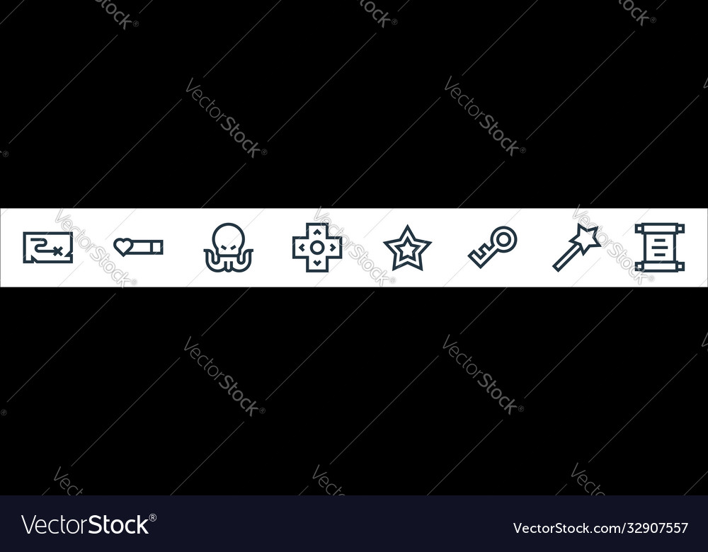 Video game elements line icons linear set quality vector image Video game elements line icons linear set quality