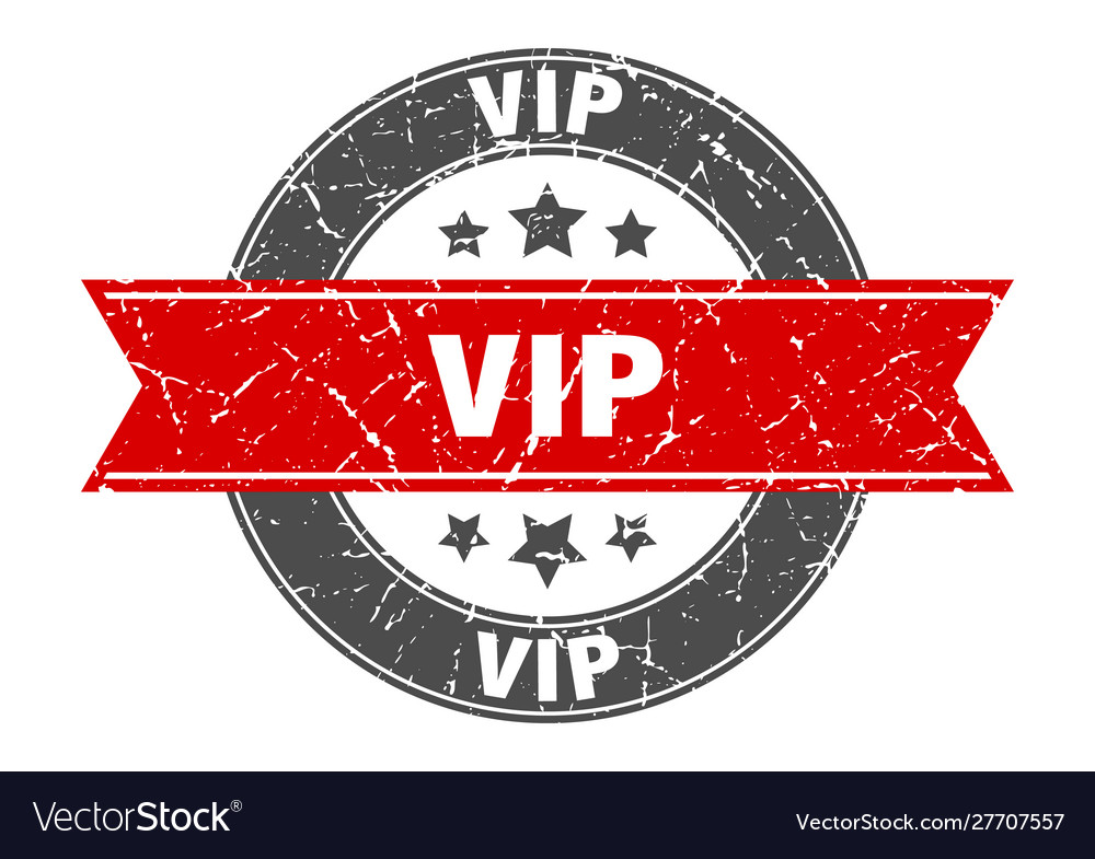 Vip round stamp with red ribbon