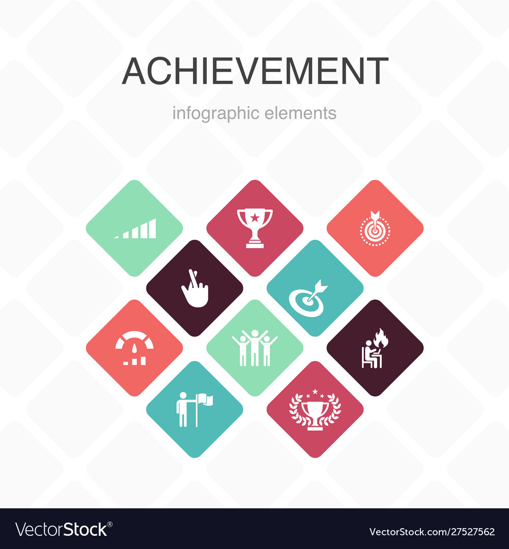 Achievement Infographic 10 Option Color Design Vector Image