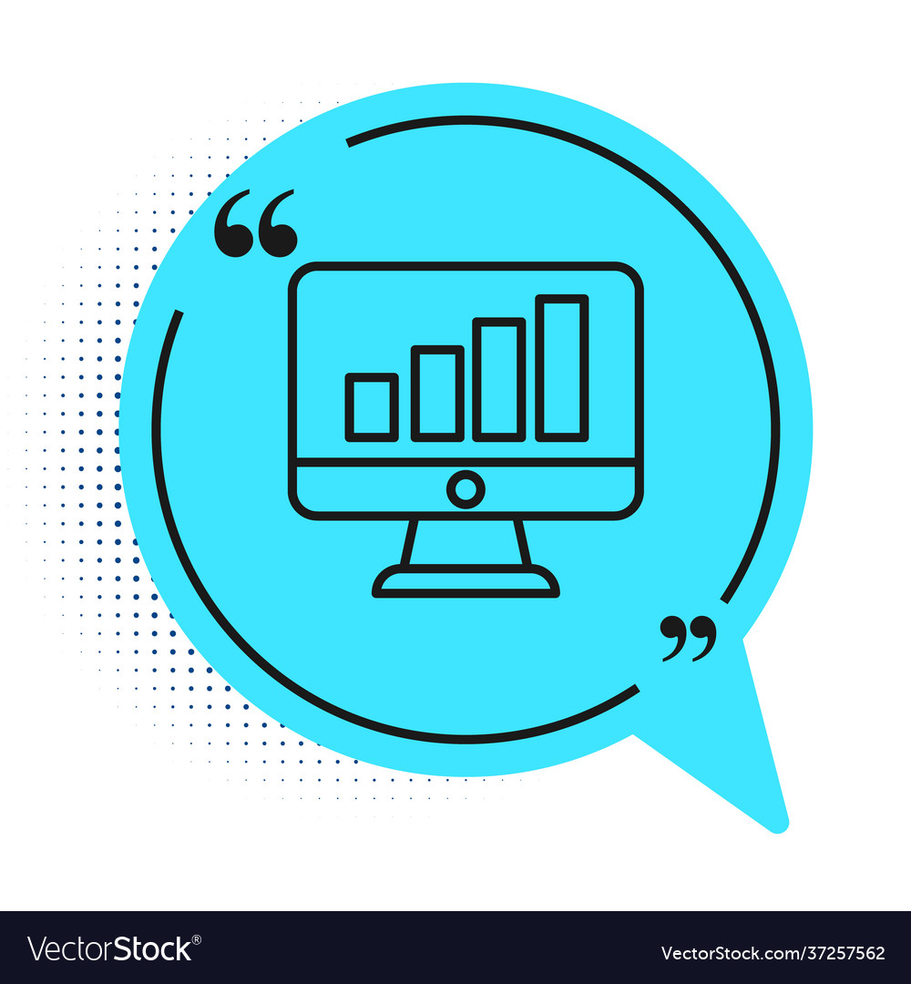 Black Line Computermonitor mit Diagramm-Diagramm-Symbol vector image Black Line Computermonitor mit Diagramm-Diagramm-Symbol