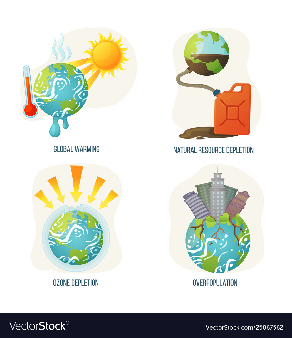 global-warming-and-natural-resource-depletion-vector-image