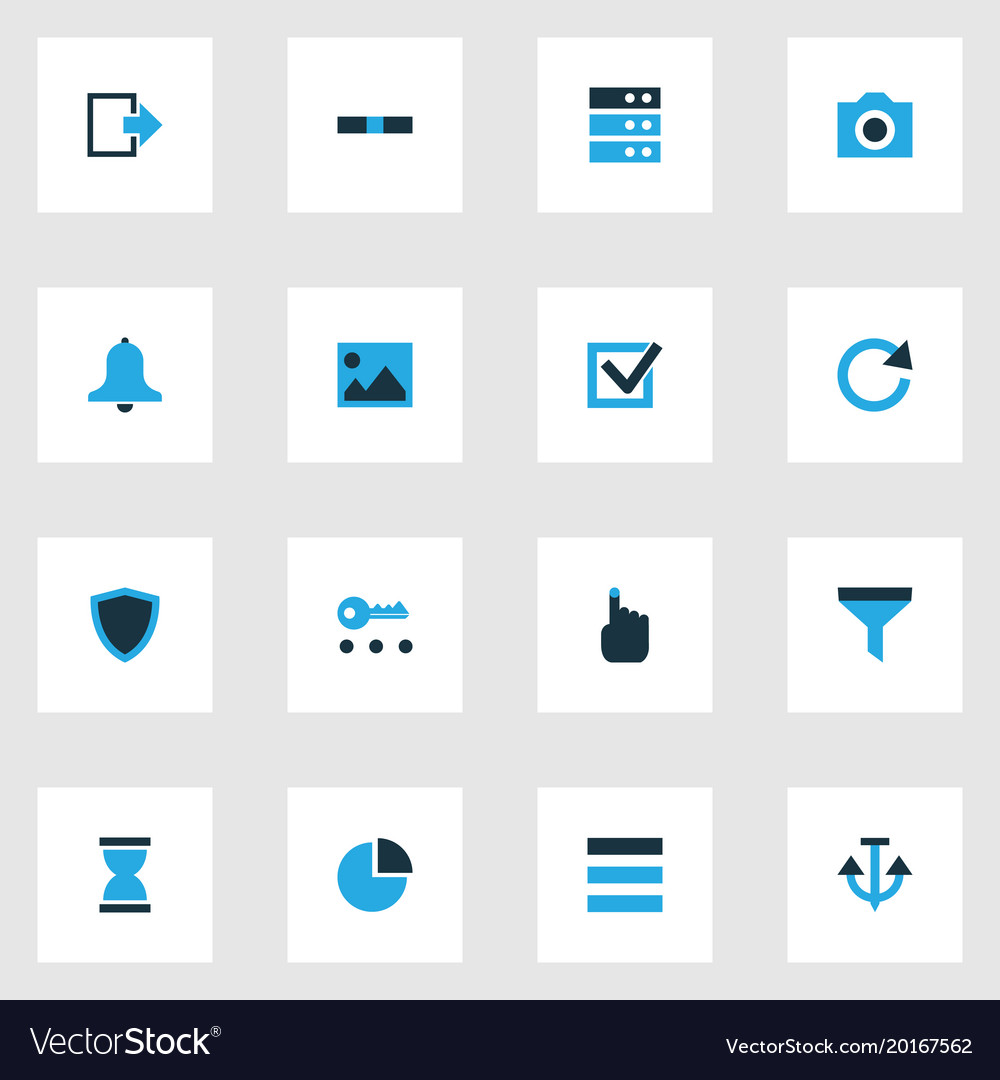Interface icons colored set with protect list