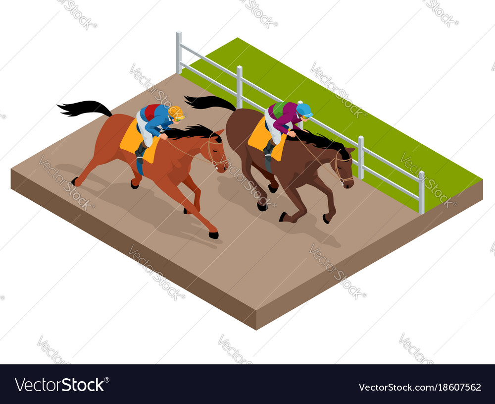 Isometric Galloping Race Horses In Racing Vector Image