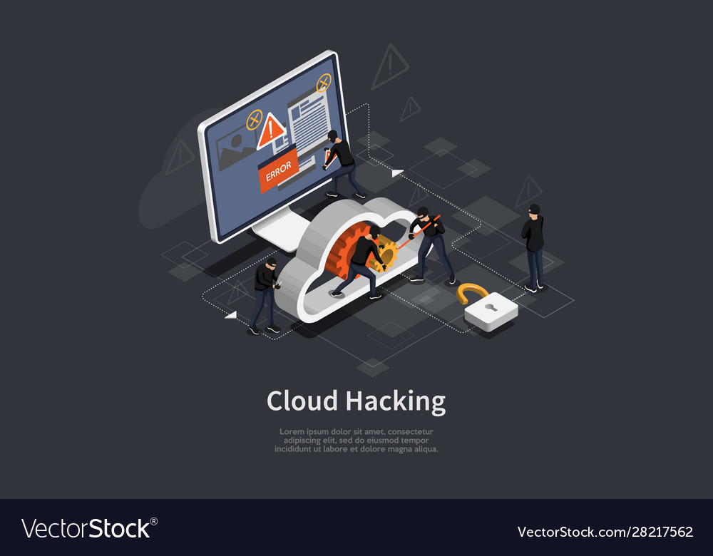 Isometric hacker activity concept infographic vector image Isometric hacker activity concept infographic