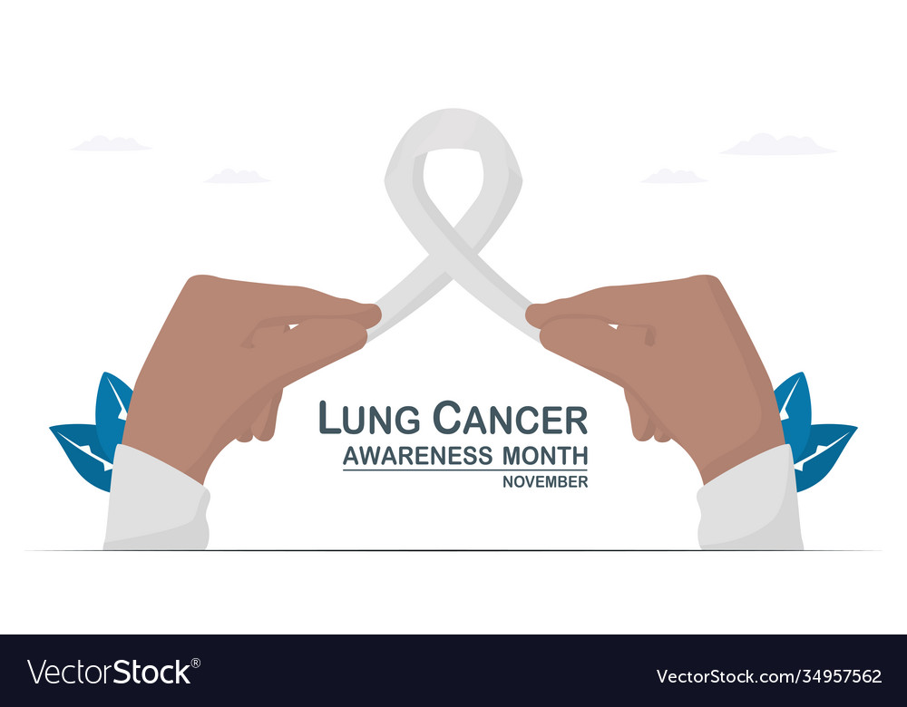 Lung cancer awareness month november white ribbon