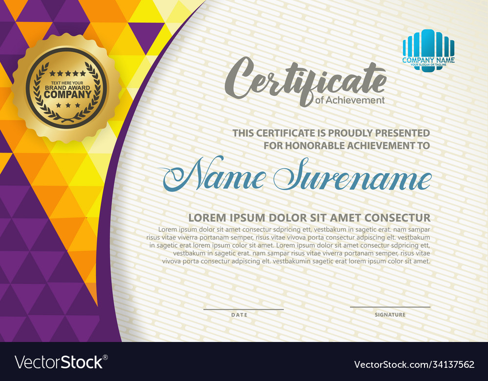 Modern certificate template with polygon texture