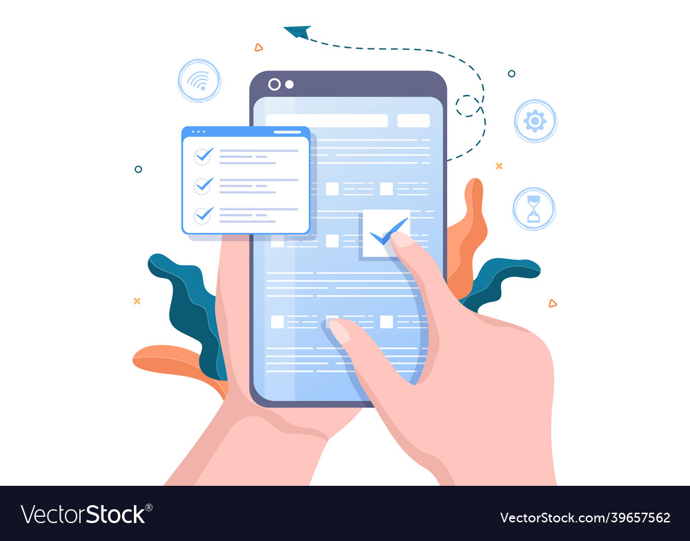 Online testing background with checklist taking Vector Image Online testing background with checklist taking