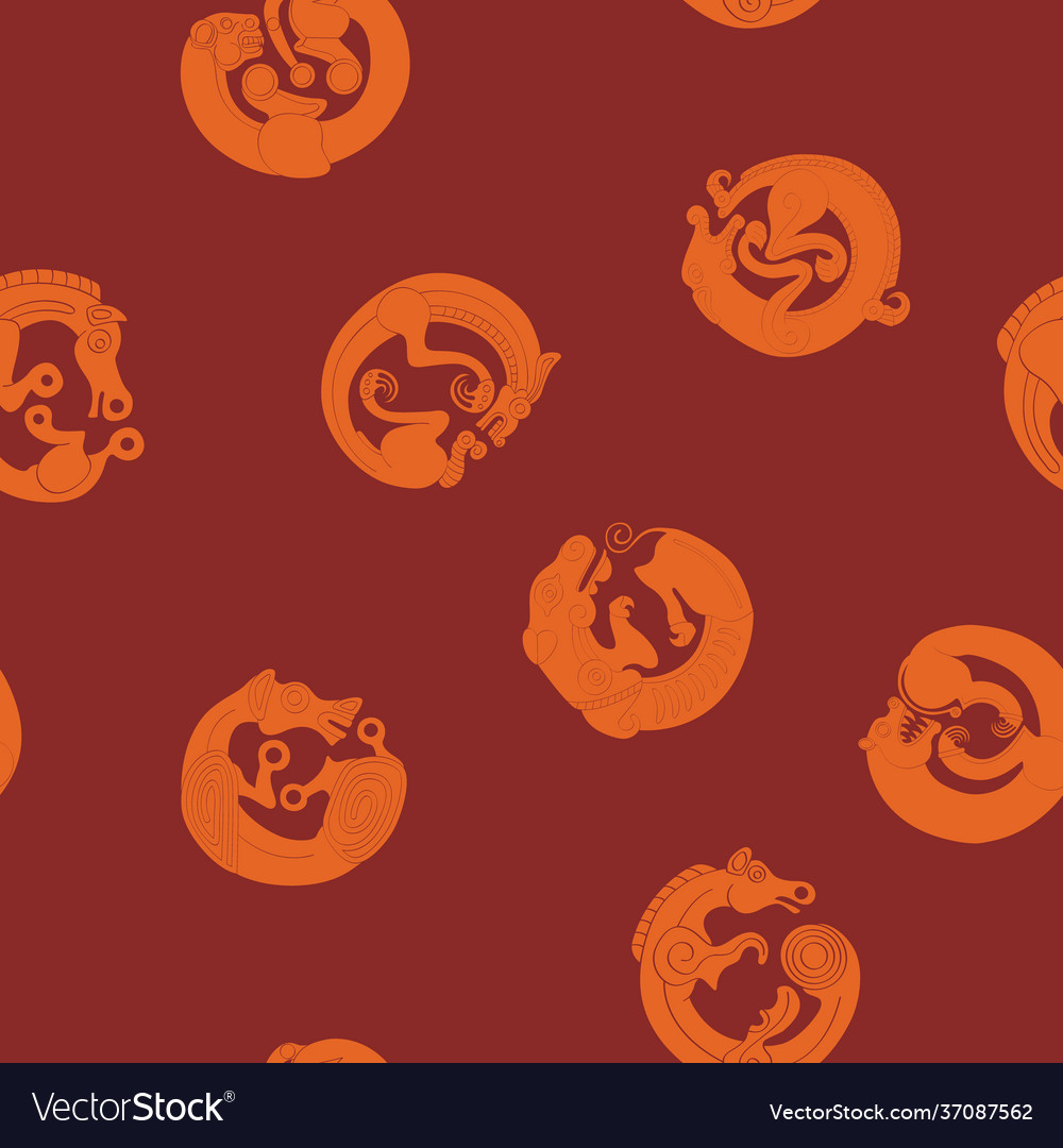 Seamless pattern with ancient scythian art