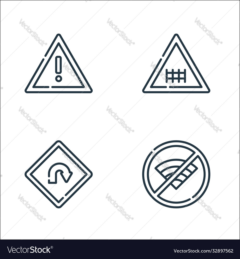 Signals and prohibitions line icons linear set vector image Signals and prohibitions line icons linear set