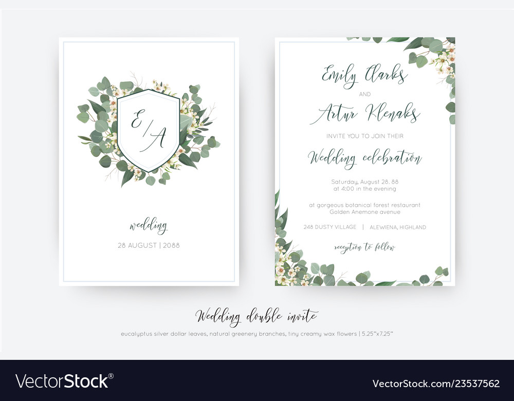 Wedding Double Invite Invitation Save The Date Vector Image