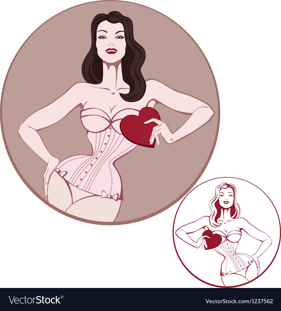 Young attractive woman on lingerie hold a heart