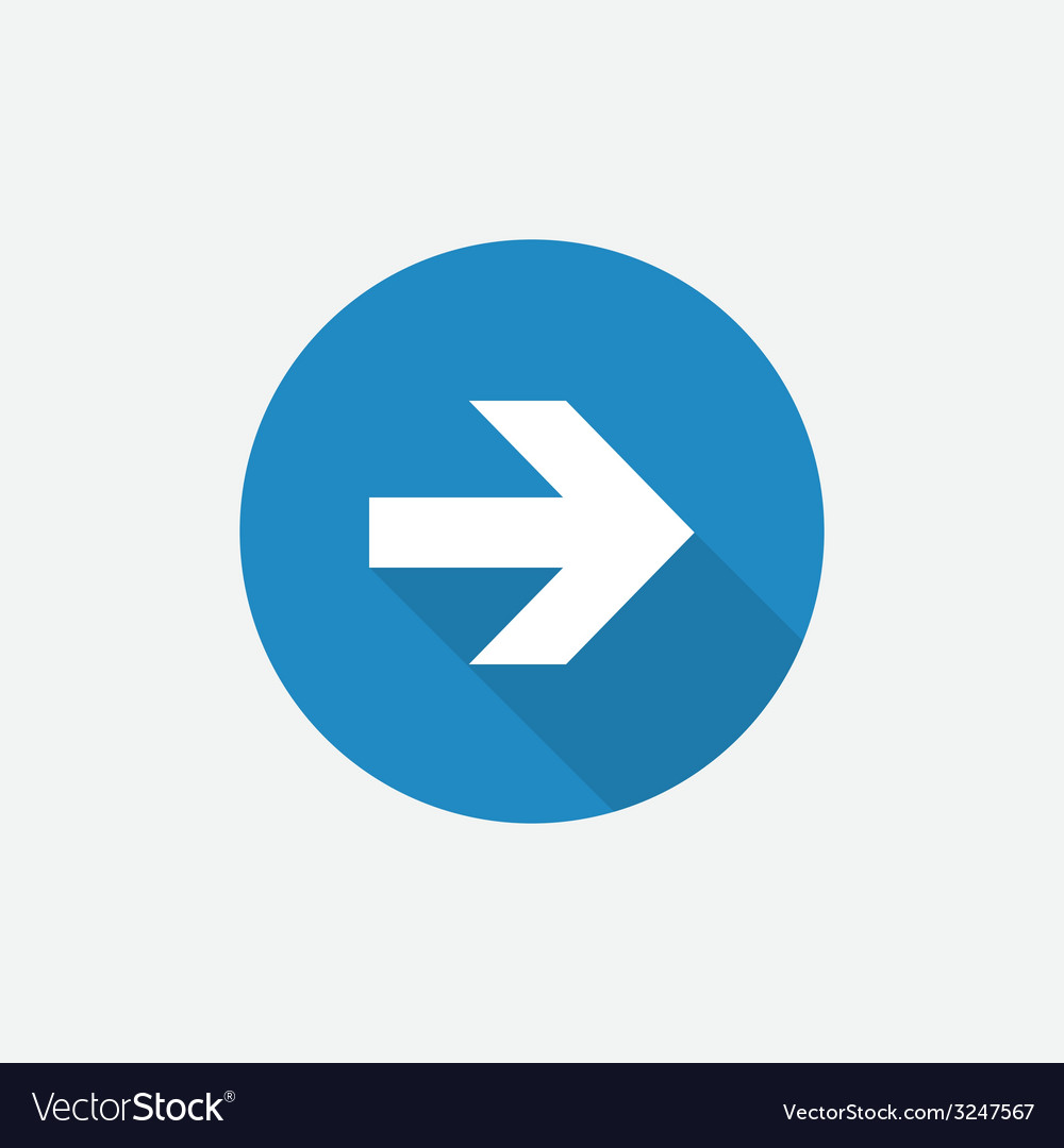 Arrow flat blue simple icon with long shadow