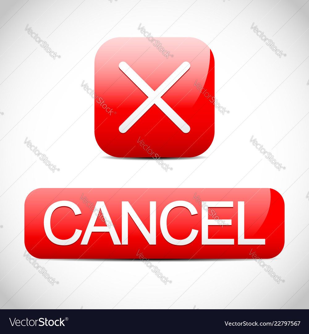 Cross sign with cancel button cancellation vector image Cross sign with cancel button cancellation