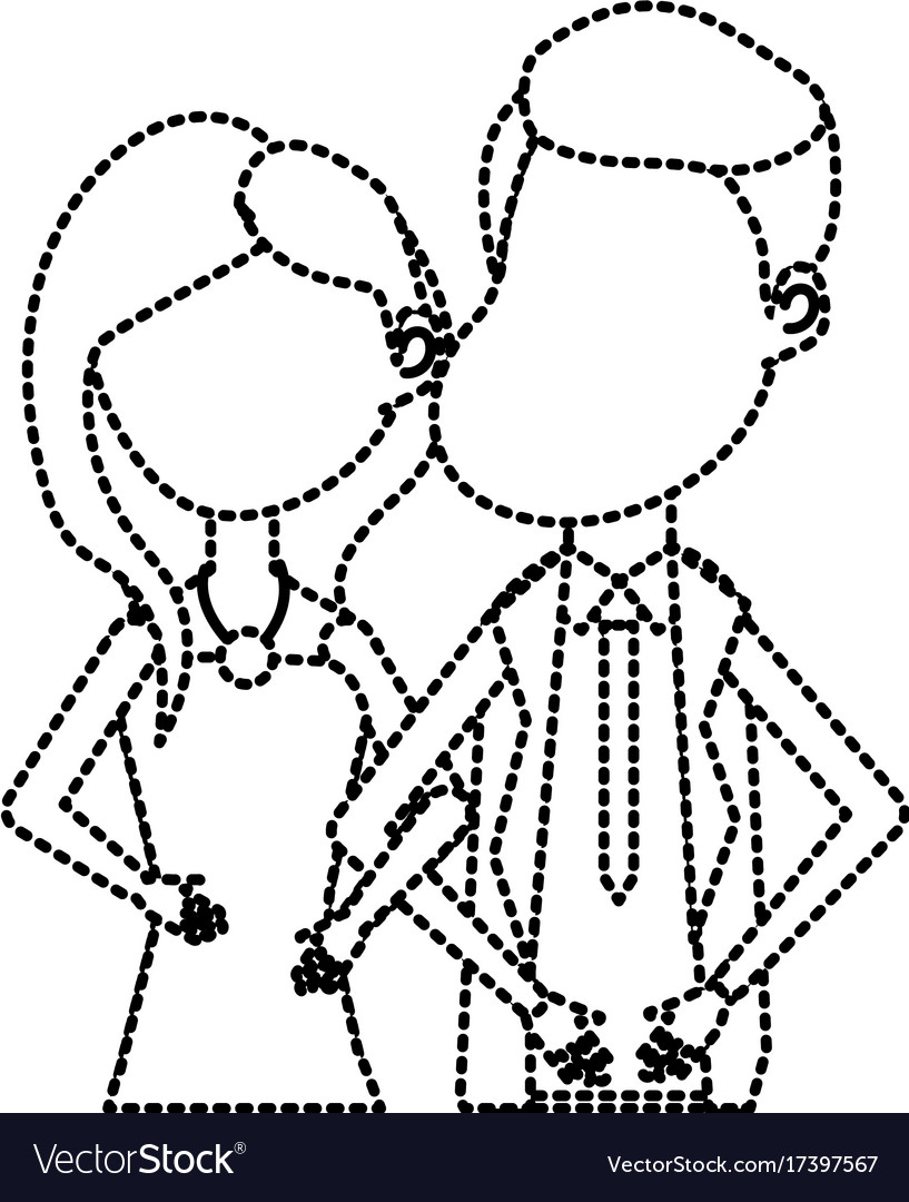 Dotted shape happy couple together and romantic