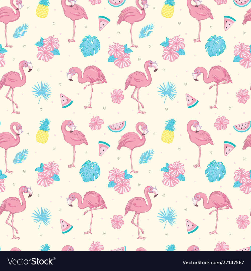 Flamingo seamless pattern background design vector image Flamingo seamless pattern background design