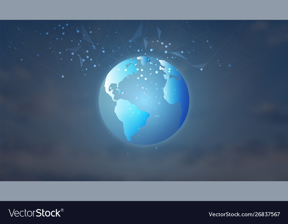 Globale Netzwerkverbindung mit Weltkarte vector image Globale Netzwerkverbindung mit Weltkarte