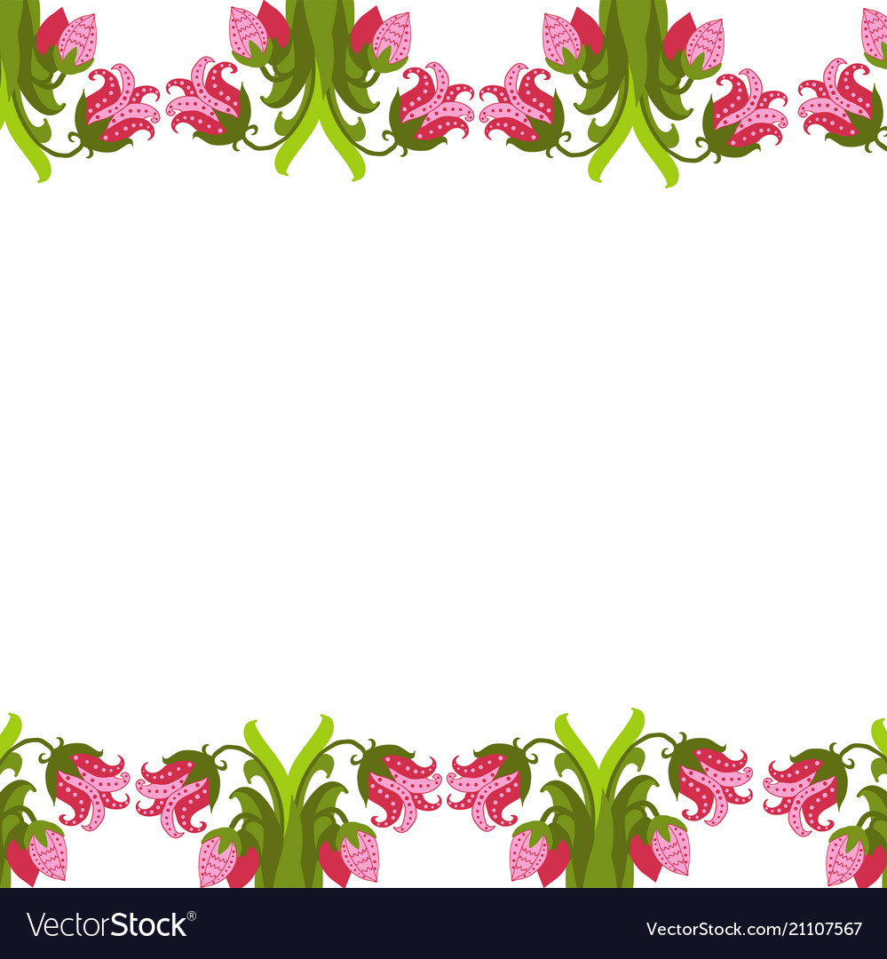 Greeting card with seamless floral border perfect Vector Image