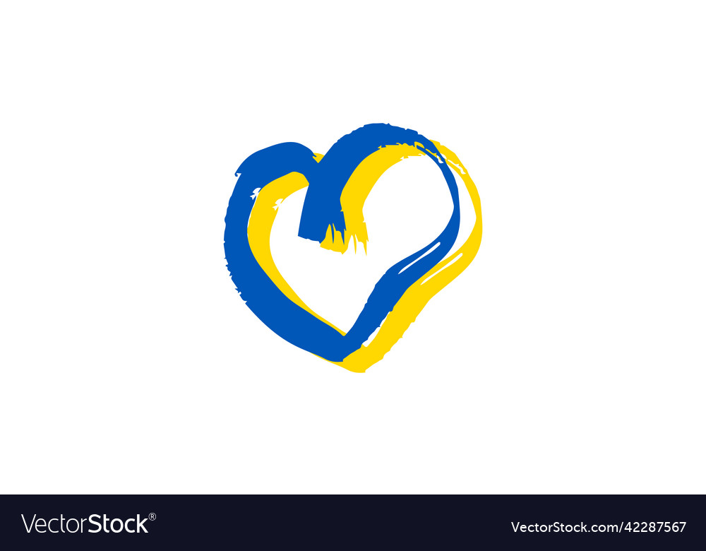 Hand drawn heart in ukrainian colors