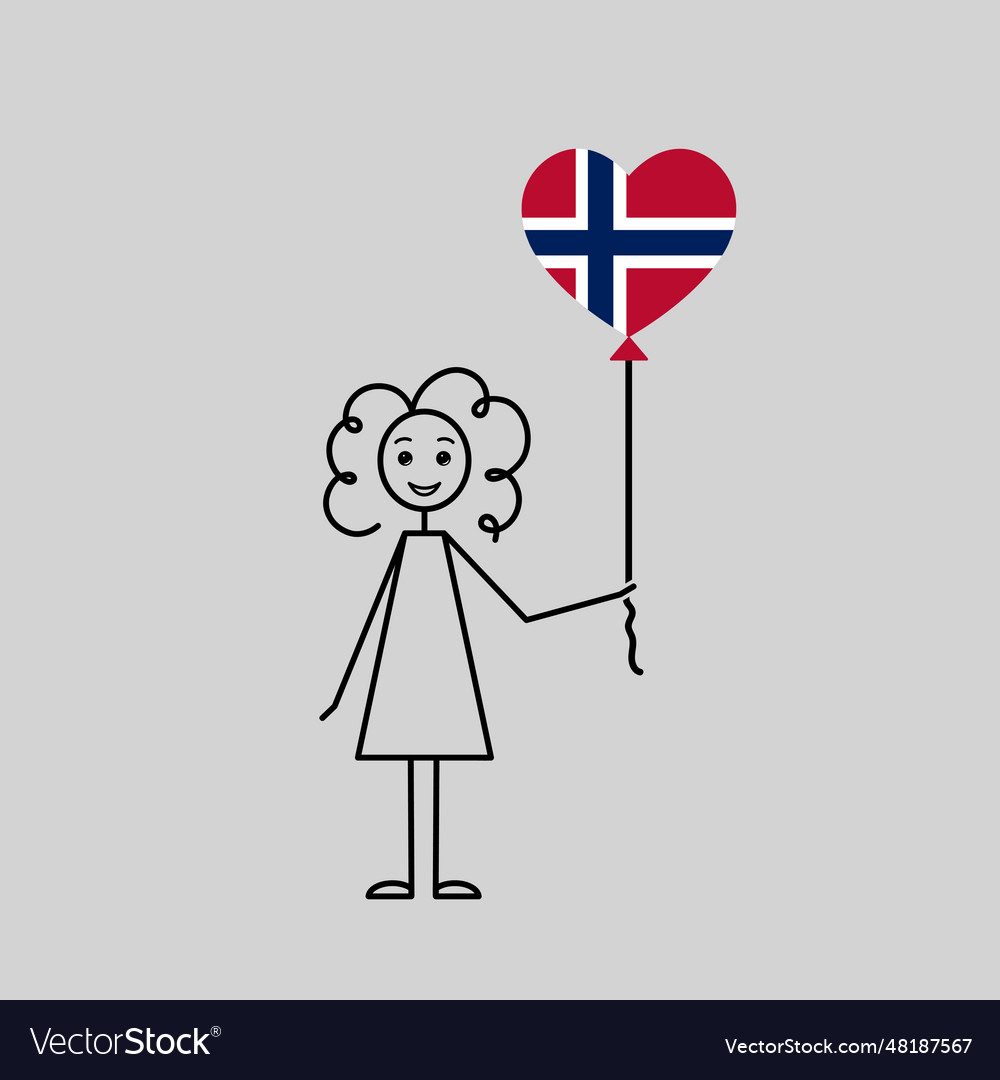 Hand drawn norwegian girl love norway sketch