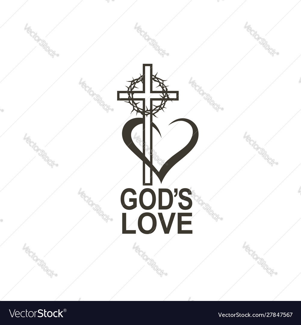 Heart crown thorns and cross Royalty Free Vector Image