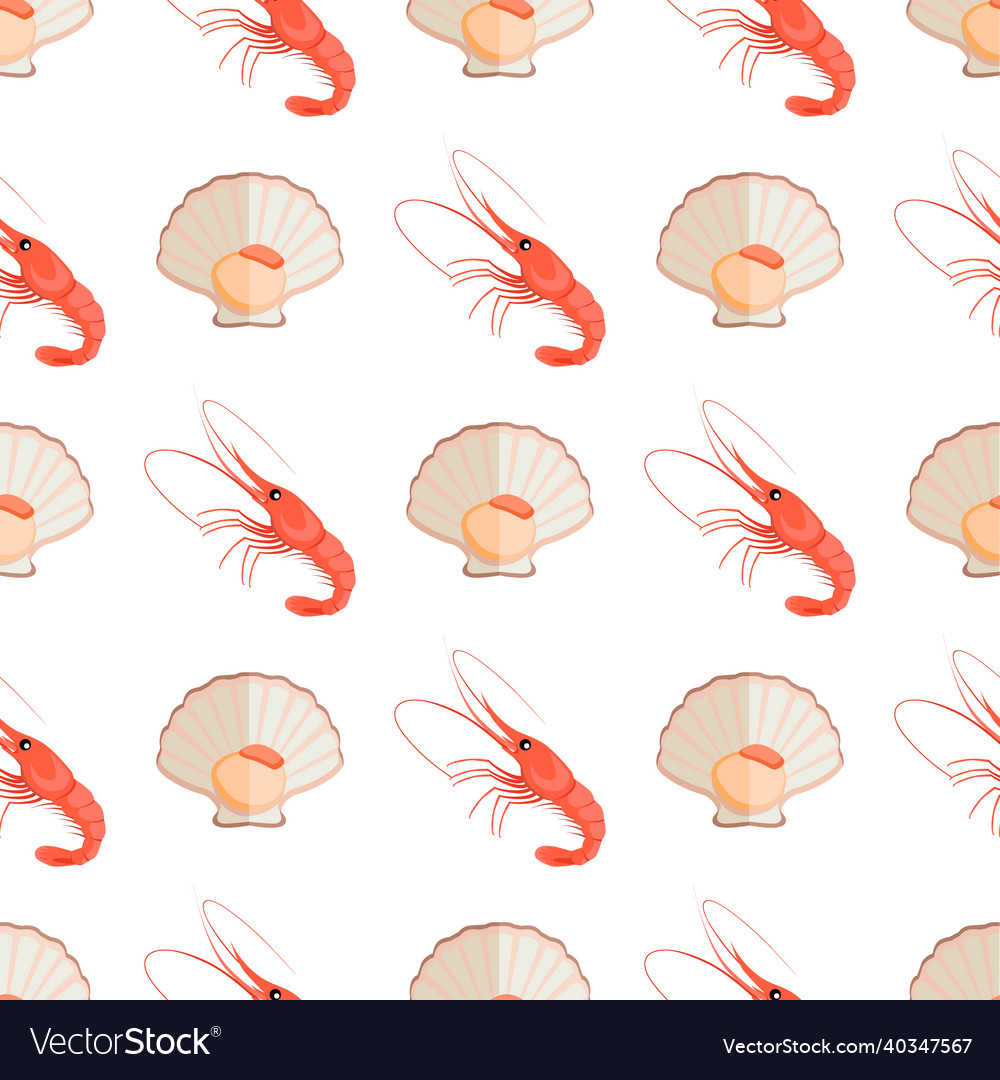 Lobster and shell pattern vector image Lobster and shell pattern