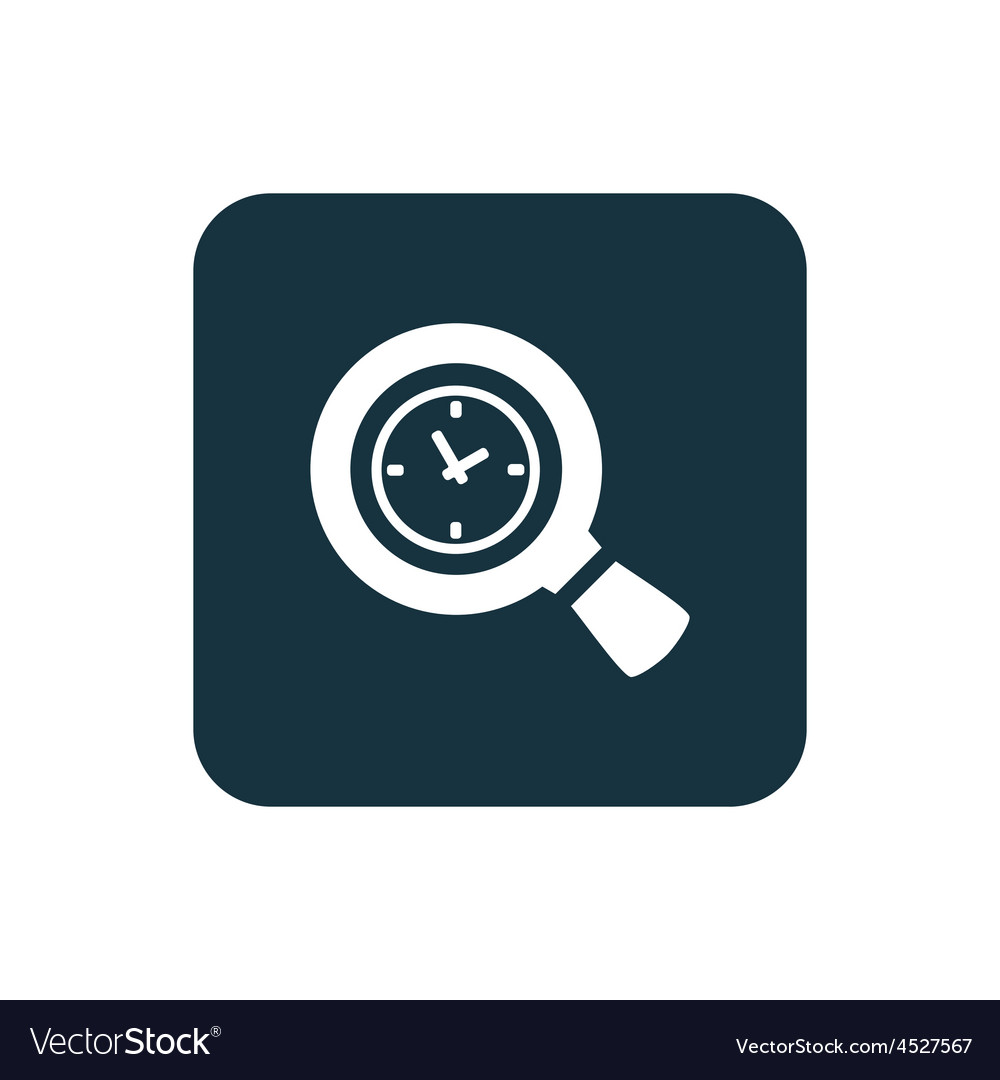 Magnifier time icon rounded squares button