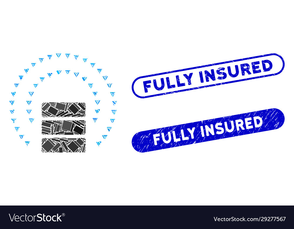Rectangle collage database sphere shield vector image Rectangle collage database sphere shield