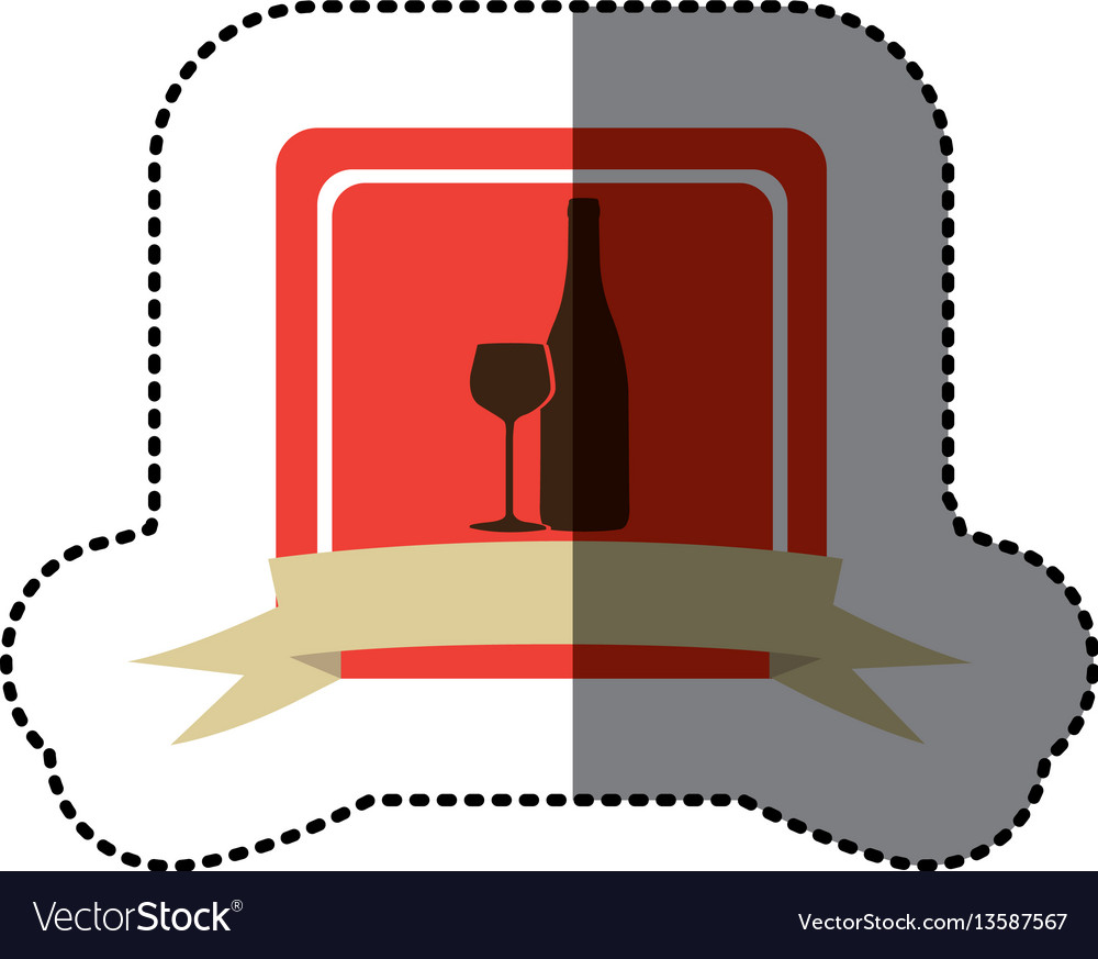 Red emblem wine bottle with glass icon