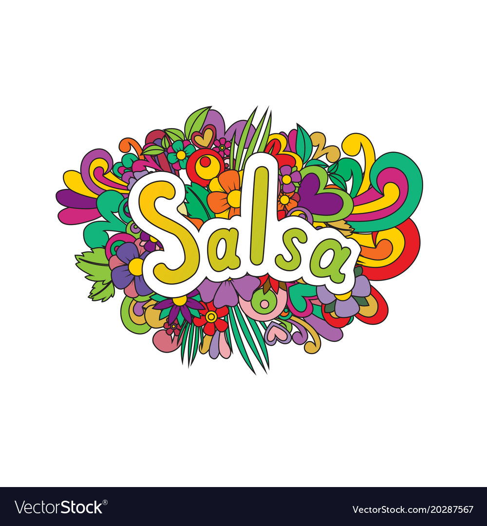 Salsa zen tangle doodle flowers and text