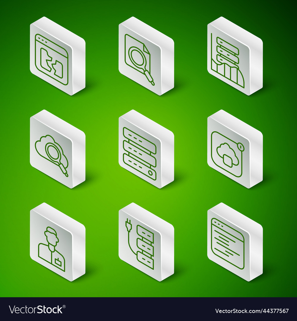 Set line software server broken file data web vector image Set line software server broken file data web