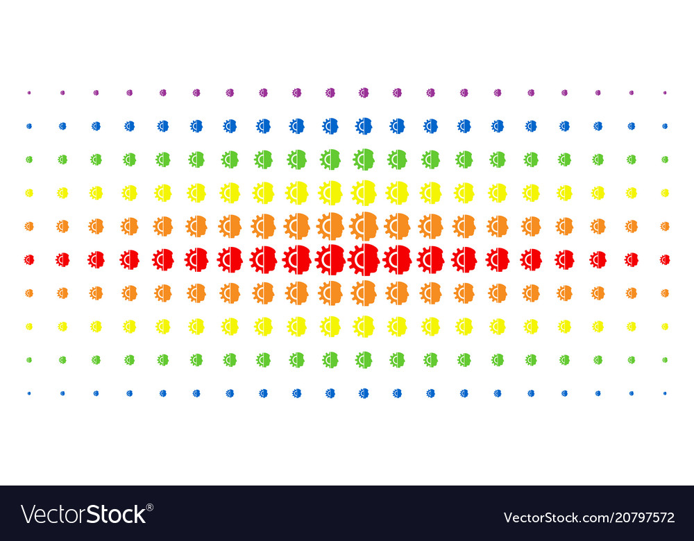Android robotics spectral halftone grid vector image Android robotics spectral halftone grid