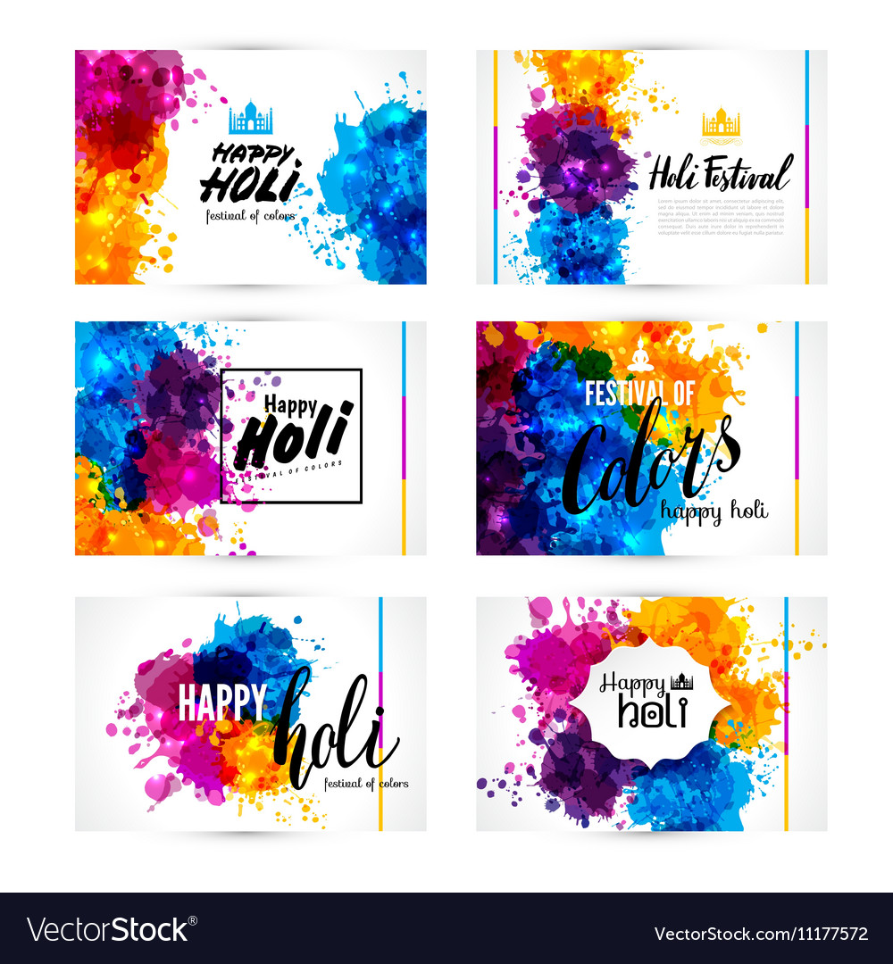 Calligraphic Header And Banner Set Happy Holi Vector Image