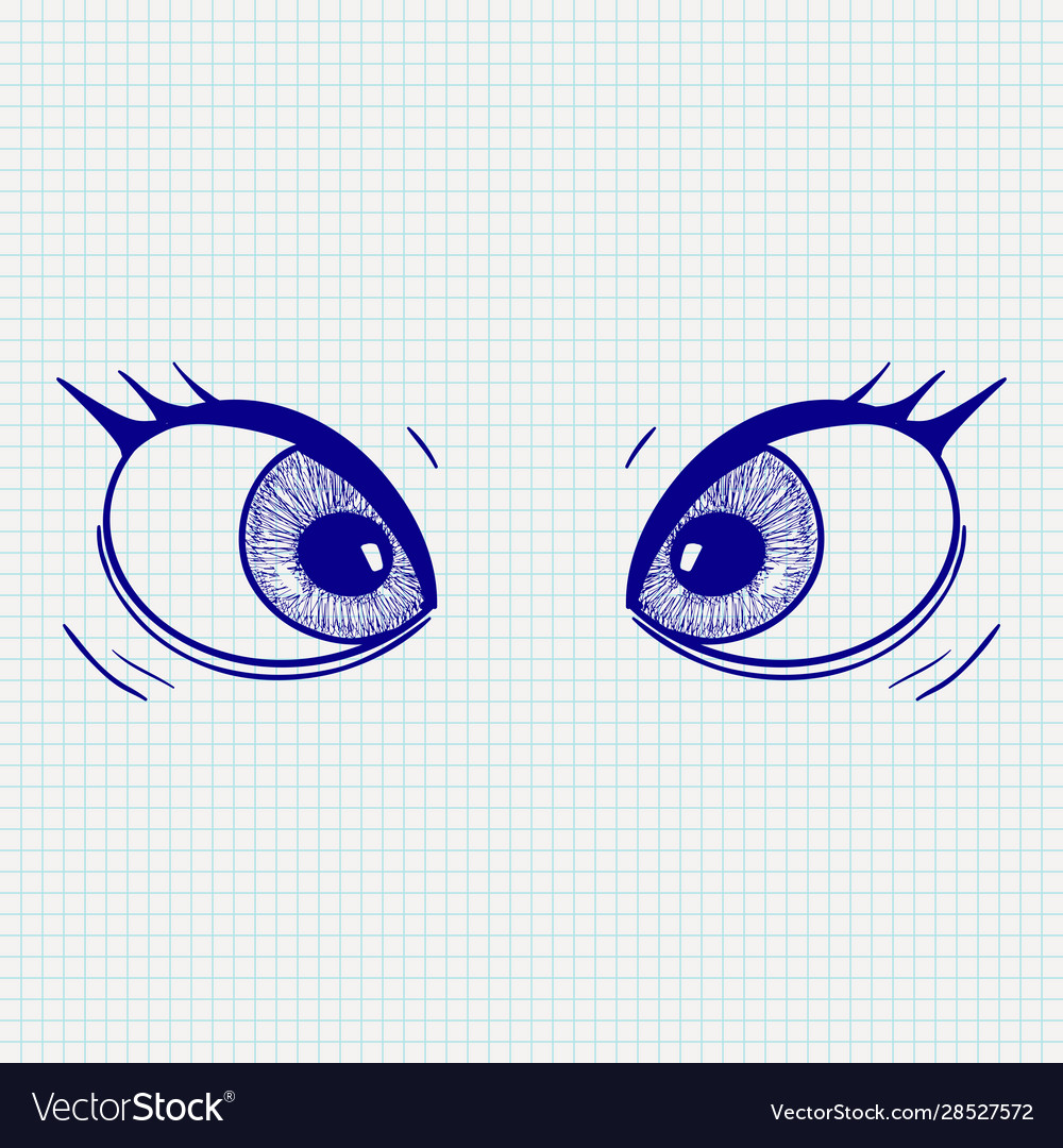Cartoon eyes hand drawn sketch Royalty Free Vector Image