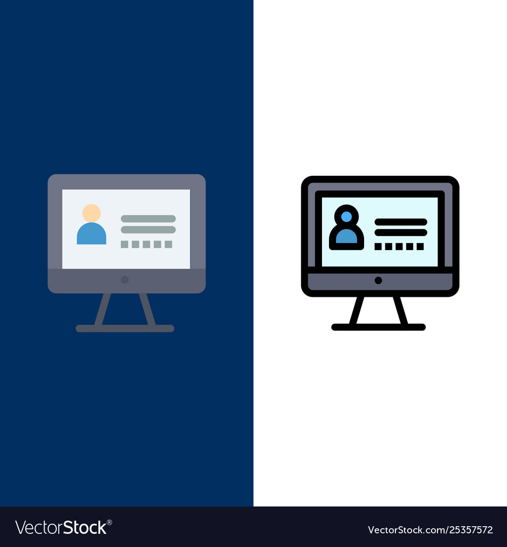 Computer internet security icons flat and line