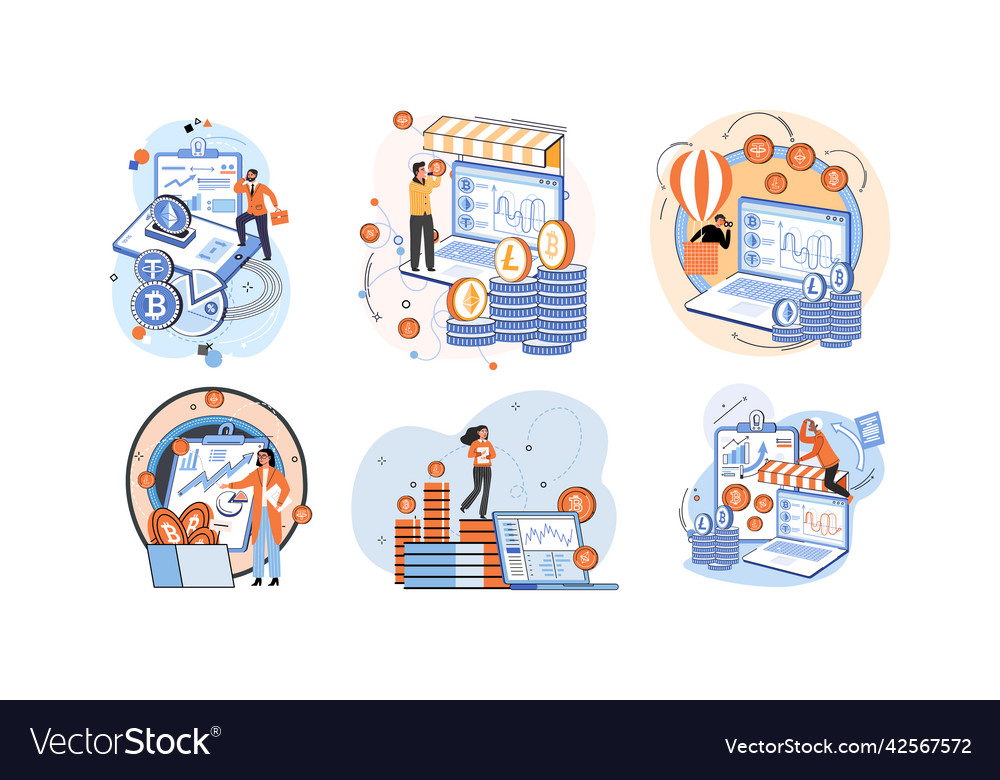 Cryptocurrency exchange platform and blockchain vector image Cryptocurrency exchange platform and blockchain