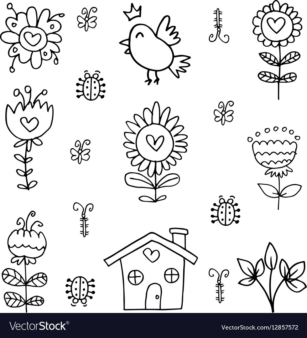 Doodle of spring set item