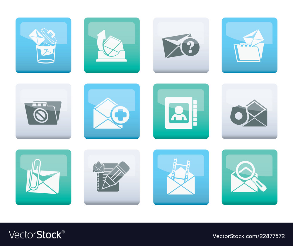 E-mail and message icons over color background