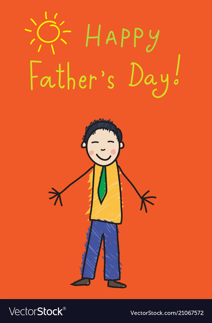 Fathers day kids drawing asian man