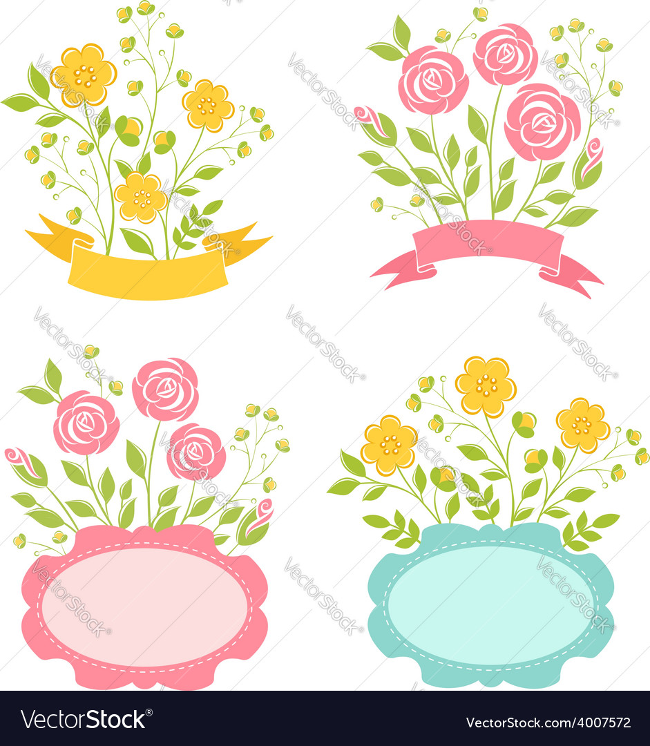 Floral romantic frames set