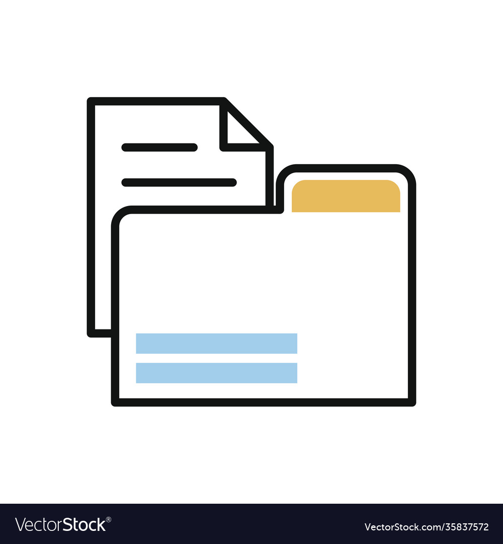 Folder with paper document line and fill style